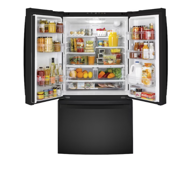 GE - 27 Cu.ft - Black - Refrigerator French Door - GNE27JGMBB - Scratch and Dent - 4722
